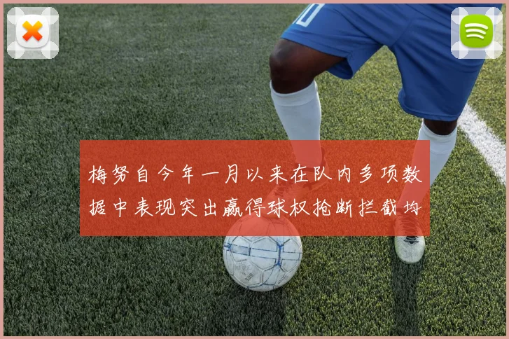 梅努自今年一月以来在队内多项数据中表现突出赢得球权抢断拦截均名列前茅